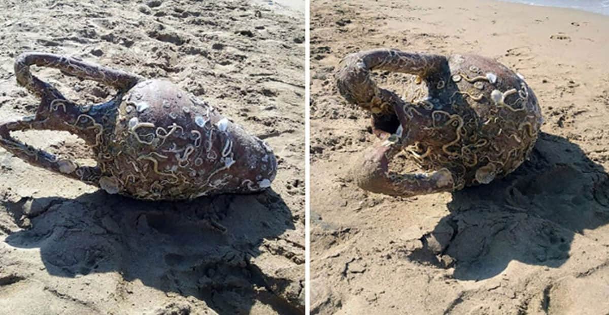 Historic Byzantine Amphora Discovered by Swimmer at the Beach in Crete