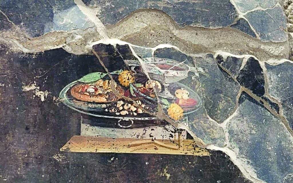 a ‘Pizza’ Painting in Ancient Roman Ruins of Pompeii