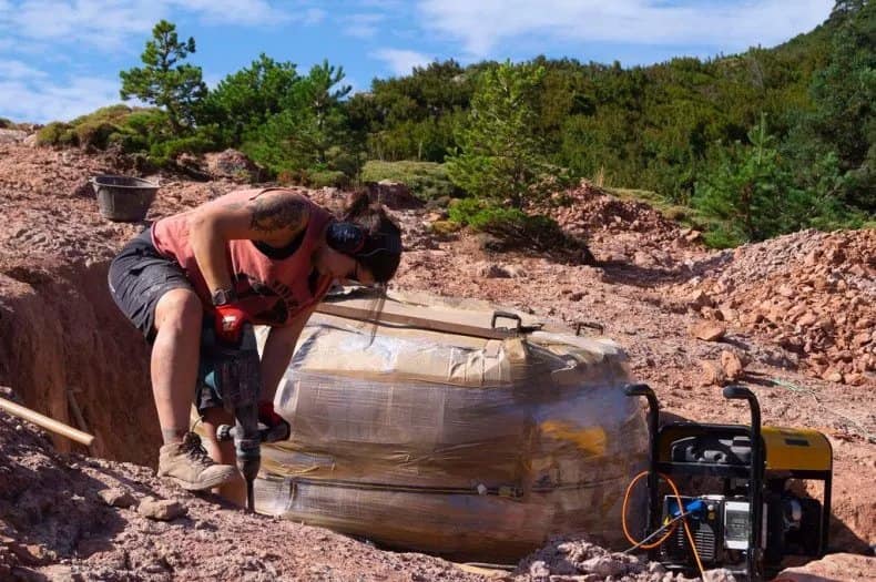 Dozens of Giant Dinosaur Eggs in Fossilized Nest