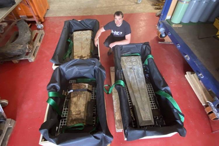 Huge Christian Grave Slabs Recovered From 13th-Century Shipwreck