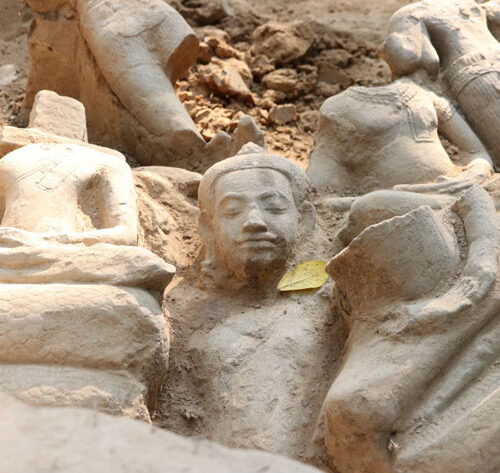 Sculptures Discovered at Khmer Temple in Cambodia