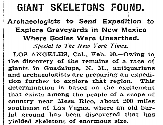 1902 New York Times Article Claimed Giant Skeletons Were Discovered in New Mexico